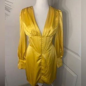 Women's Alva Balloon Sleeve Satin Corset Mini Dress